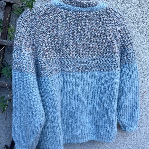 Raquel Allegra Oversized Alpaca Long Line Cardigan Sweater Blue Gray - Picture 8 of 9